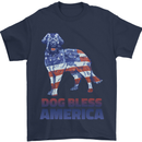 Dog Bless America USA Mens T-Shirt 100% Cotton Navy Blue