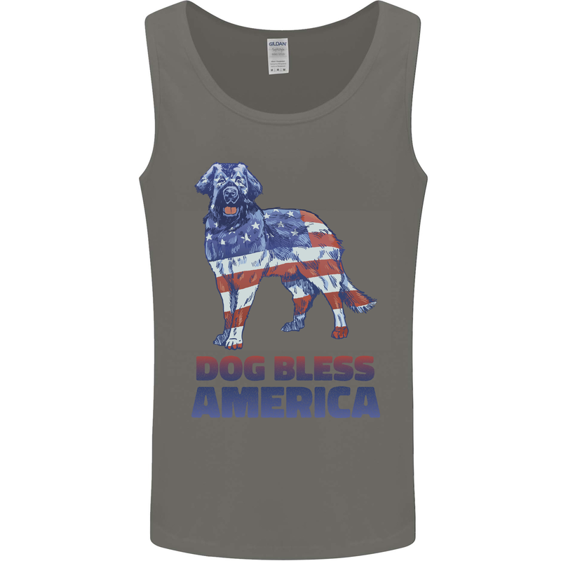 Dog Bless America USA Mens Vest Tank Top Charcoal
