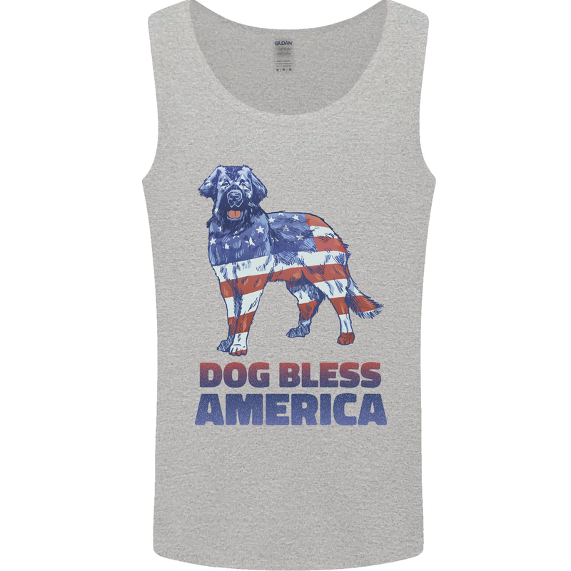 Dog Bless America USA Mens Vest Tank Top Sports Grey