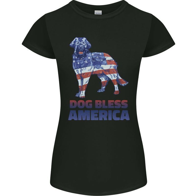 Dog Bless America USA Womens Petite Cut T-Shirt Black