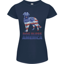 Dog Bless America USA Womens Petite Cut T-Shirt Navy Blue