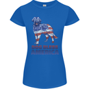 Dog Bless America USA Womens Petite Cut T-Shirt Royal Blue