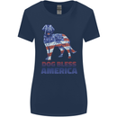 Dog Bless America USA Womens Wider Cut T-Shirt Navy Blue