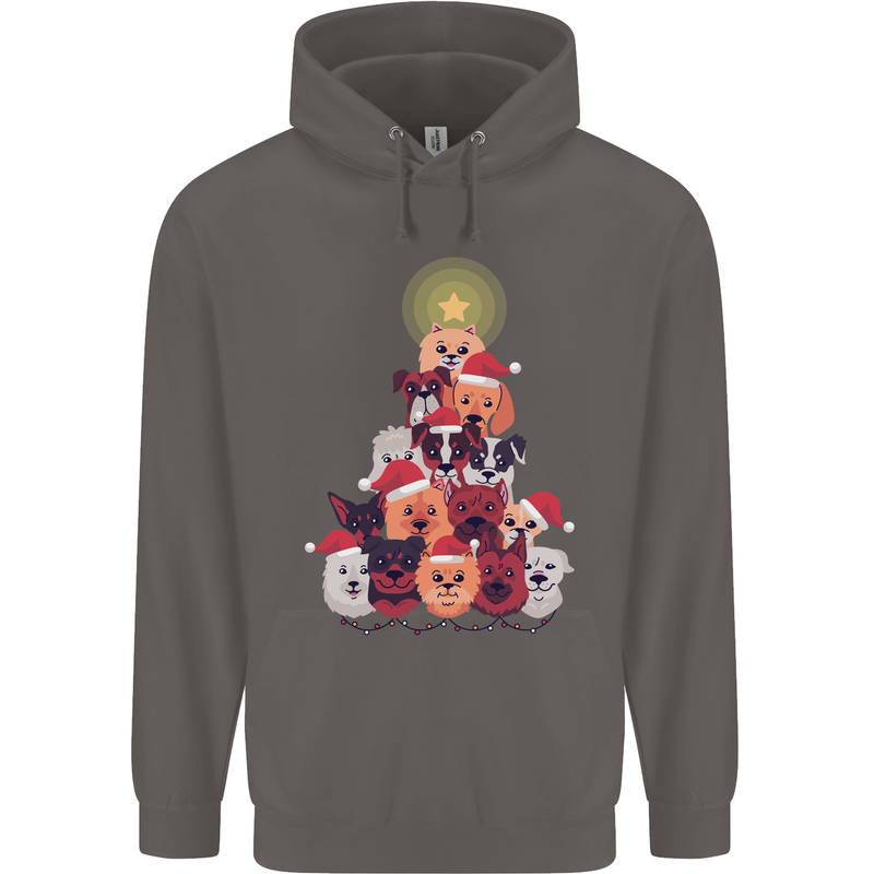 Dog Christmas Tree Xmas Boxer Doberman Mens 80% Cotton Hoodie Charcoal