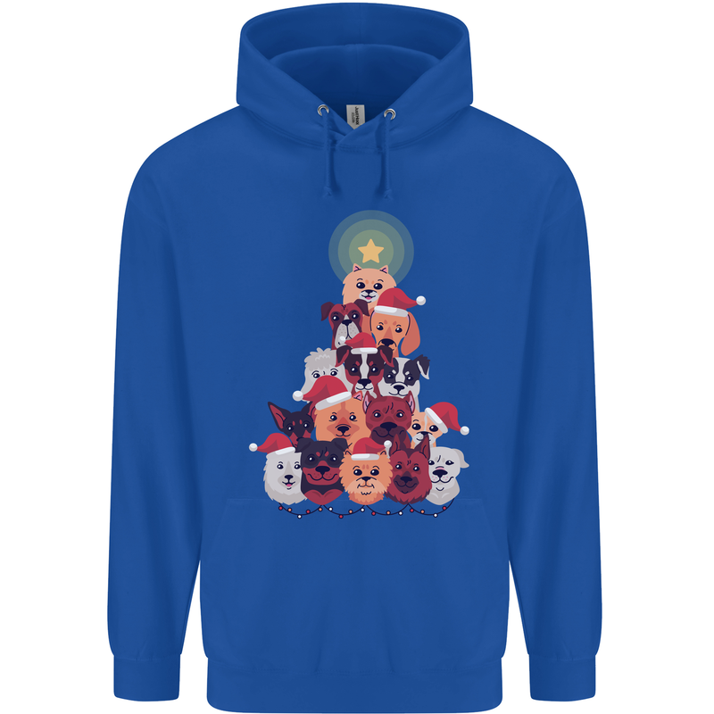 Dog Christmas Tree Xmas Boxer Doberman Mens 80% Cotton Hoodie Royal Blue