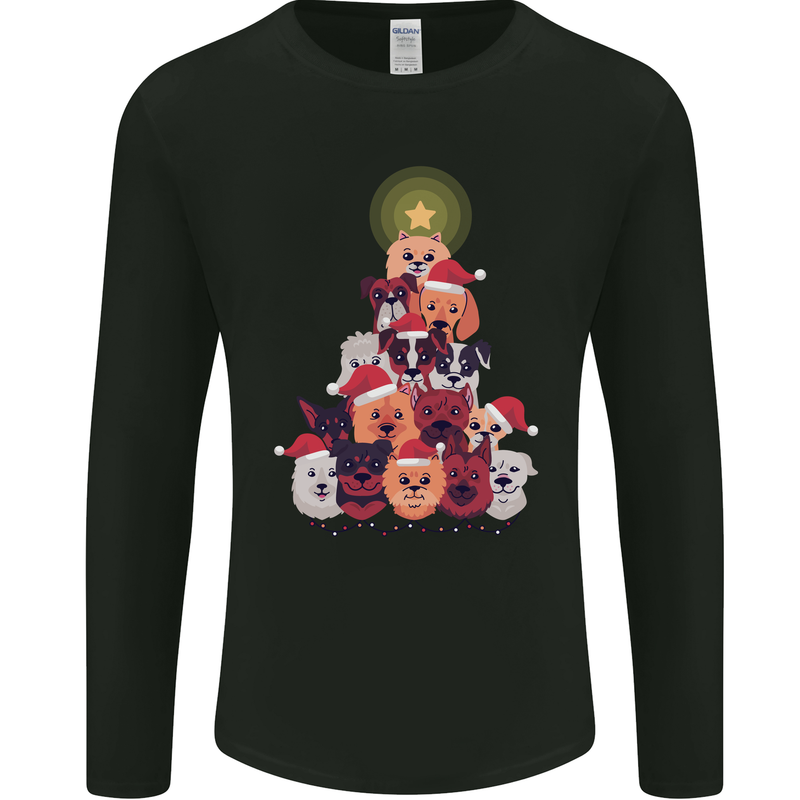 Dog Christmas Tree Xmas Boxer Doberman Mens Long Sleeve T-Shirt Black