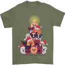 Dog Christmas Tree Xmas Boxer Doberman Mens T-Shirt 100% Cotton Military Green