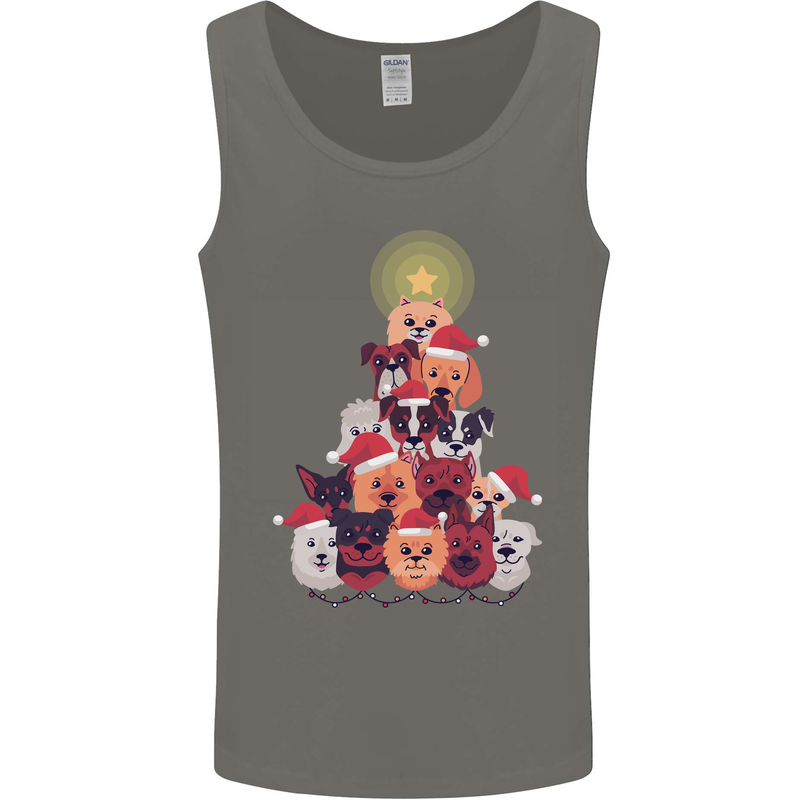 Dog Christmas Tree Xmas Boxer Doberman Mens Vest Tank Top Charcoal