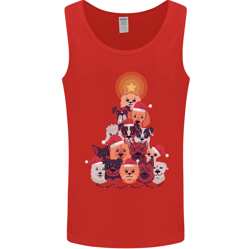 Dog Christmas Tree Xmas Boxer Doberman Mens Vest Tank Top Red