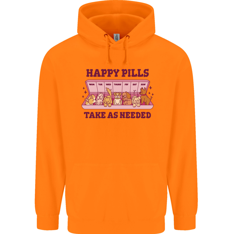 Dog Happy Pills Childrens Kids Hoodie Orange