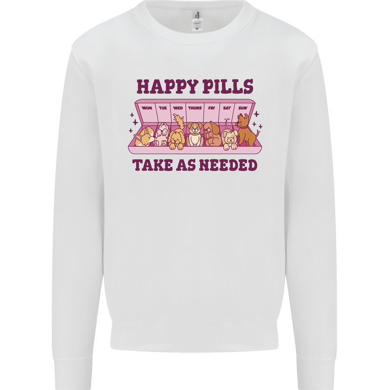 Dog Happy Pills Kids Sweatshirt Jumper White