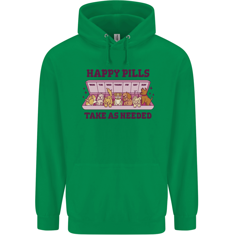 Dog Happy Pills Mens 80% Cotton Hoodie Irish Green