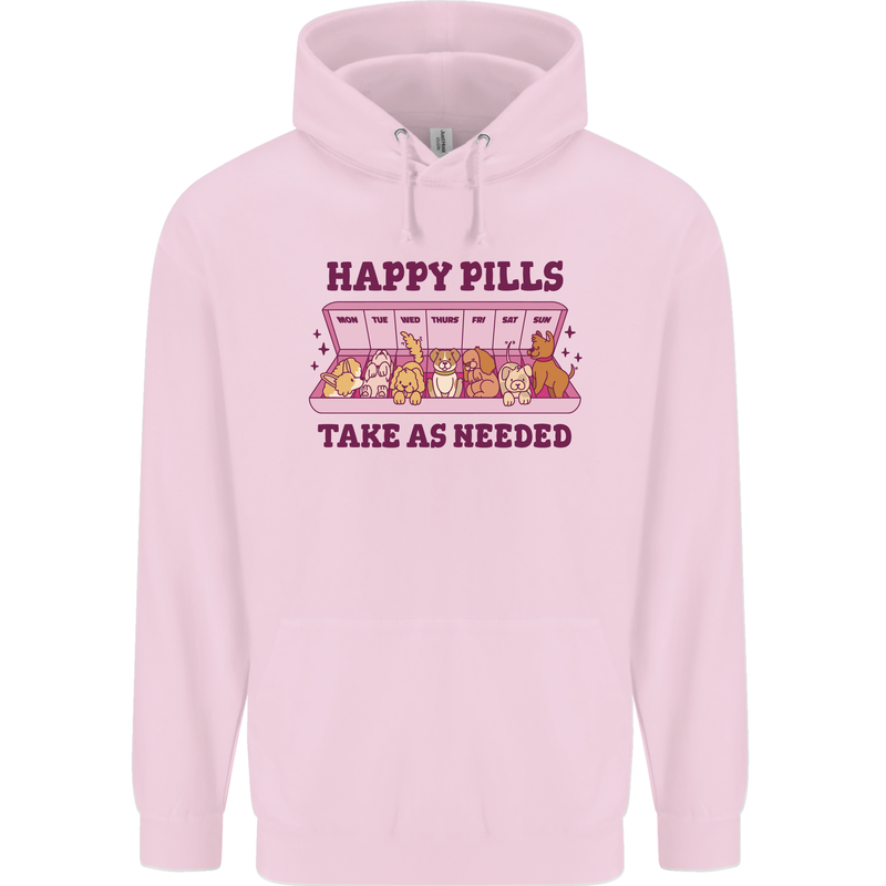 Dog Happy Pills Mens 80% Cotton Hoodie Light Pink