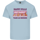 Dog Happy Pills Mens Cotton T-Shirt Tee Top Light Blue