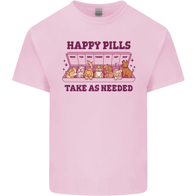 Dog Happy Pills Mens Cotton T-Shirt Tee Top Light Pink