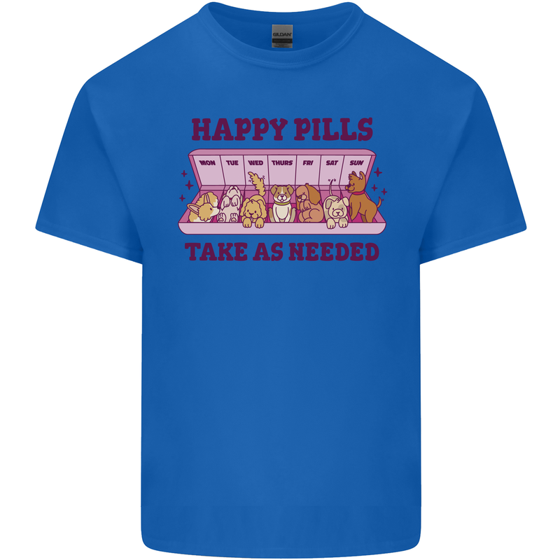 Dog Happy Pills Mens Cotton T-Shirt Tee Top Royal Blue