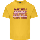 Dog Happy Pills Mens Cotton T-Shirt Tee Top Yellow