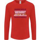 Dog Happy Pills Mens Long Sleeve T-Shirt Red