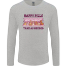 Dog Happy Pills Mens Long Sleeve T-Shirt Sports Grey