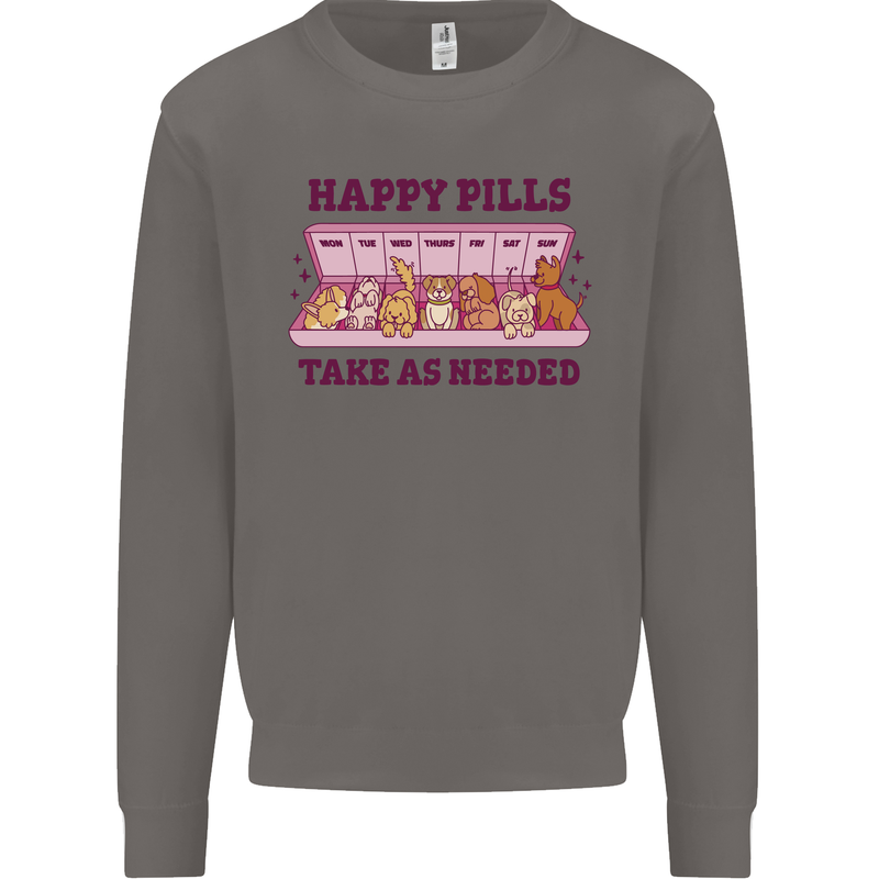 Dog Happy Pills Mens Sweatshirt Jumper Charcoal