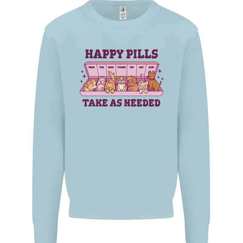 Dog Happy Pills Mens Sweatshirt Jumper Light Blue