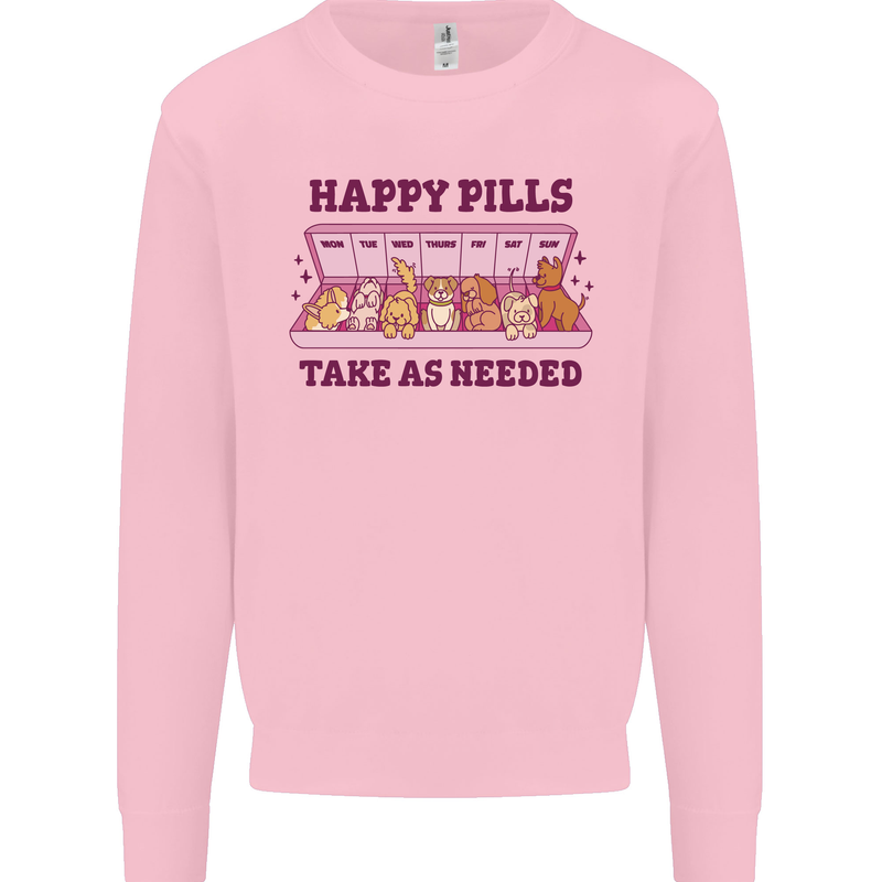 Dog Happy Pills Mens Sweatshirt Jumper Light Pink