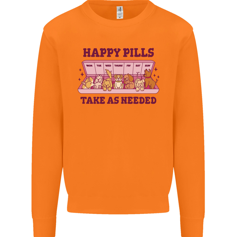 Dog Happy Pills Mens Sweatshirt Jumper Orange