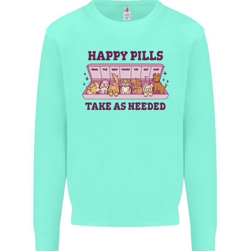 Dog Happy Pills Mens Sweatshirt Jumper Peppermint