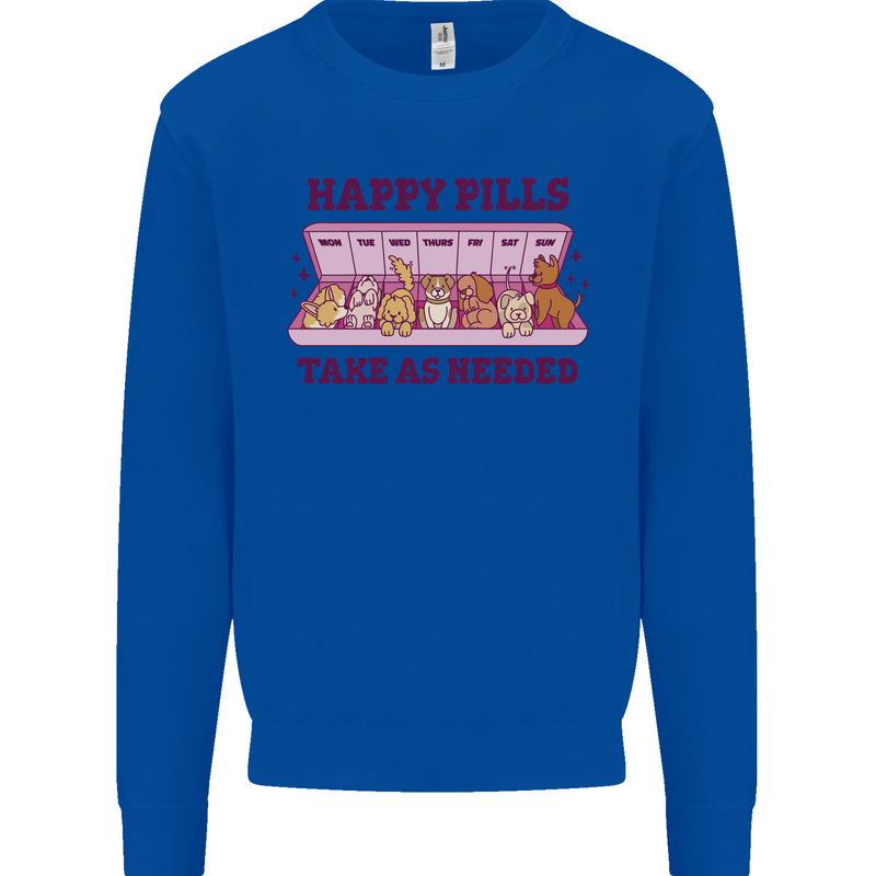 Dog Happy Pills Mens Sweatshirt Jumper Royal Blue