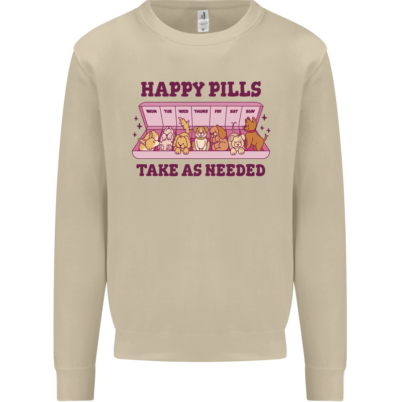 Dog Happy Pills Mens Sweatshirt Jumper Sand