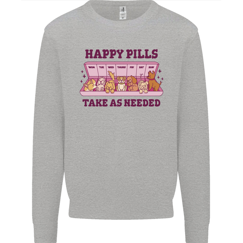 Dog Happy Pills Mens Sweatshirt Jumper Sports Grey