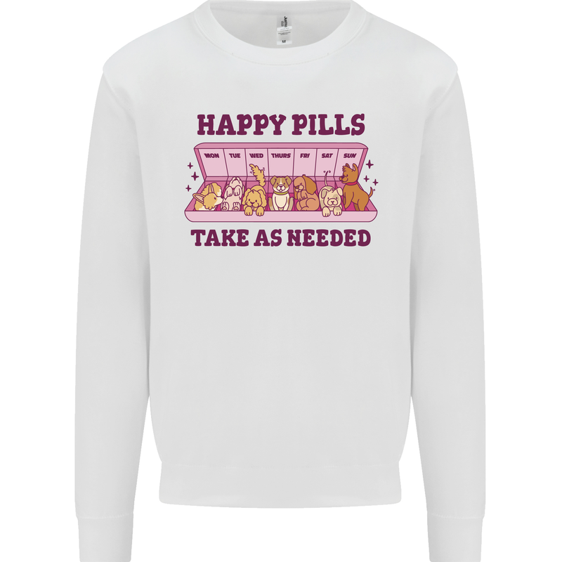 Dog Happy Pills Mens Sweatshirt Jumper White