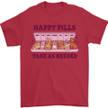 Dog Happy Pills Mens T-Shirt 100% Cotton Red
