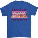 Dog Happy Pills Mens T-Shirt 100% Cotton Royal Blue