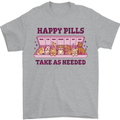 Dog Happy Pills Mens T-Shirt 100% Cotton Sports Grey