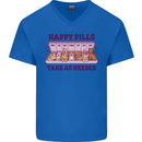 Dog Happy Pills Mens V-Neck Cotton T-Shirt Royal Blue