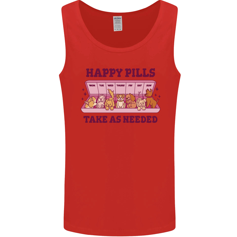 Dog Happy Pills Mens Vest Tank Top Red