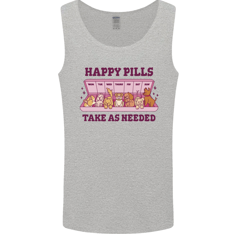 Dog Happy Pills Mens Vest Tank Top Sports Grey