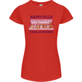 Dog Happy Pills Womens Petite Cut T-Shirt Red