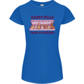 Dog Happy Pills Womens Petite Cut T-Shirt Royal Blue