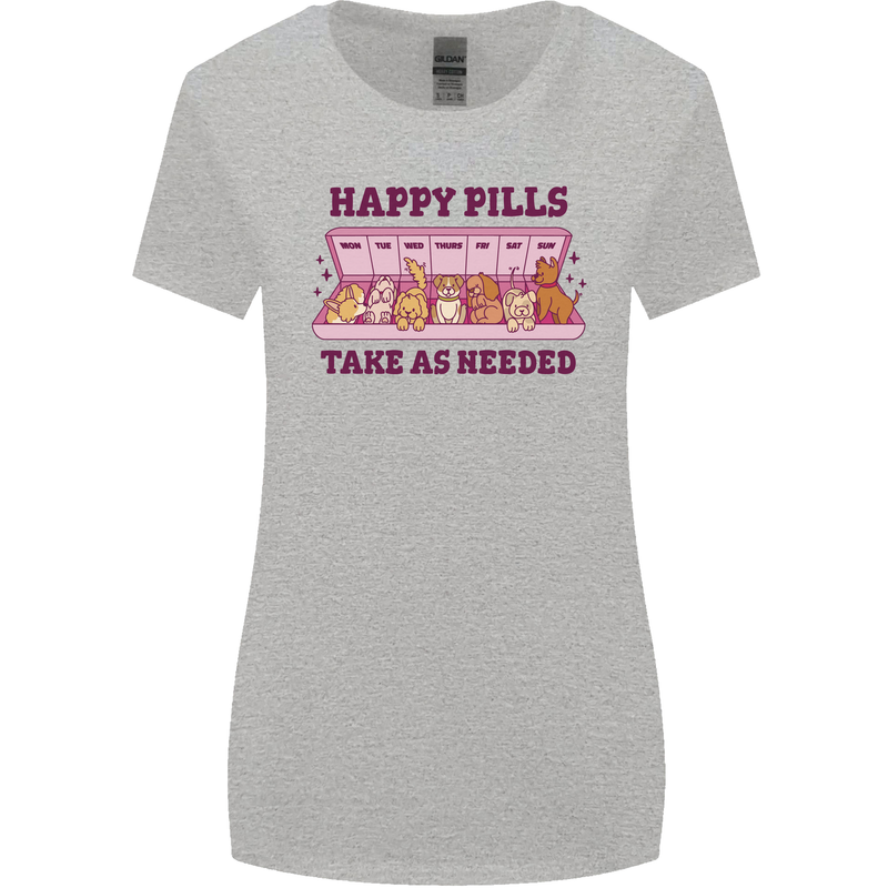 Dog Happy Pills Womens Wider Cut T-Shirt Sports Grey