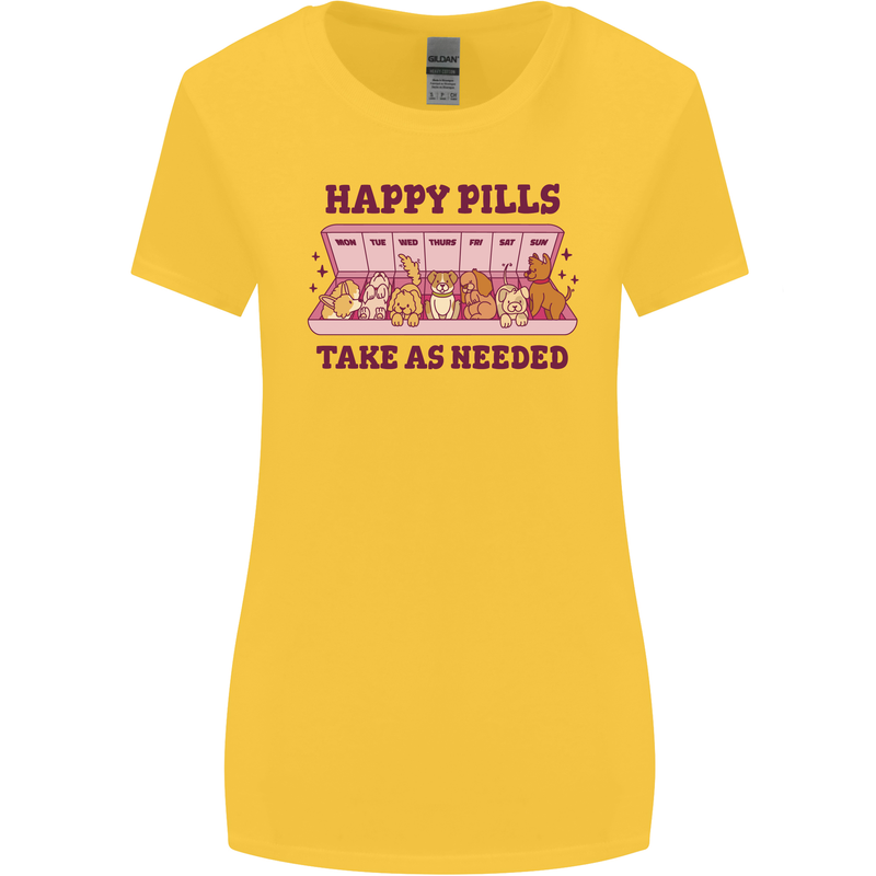 Dog Happy Pills Womens Wider Cut T-Shirt Yellow