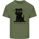 Dog I'm Fine Everything is Fine Funny Dog Mens Cotton T-Shirt Tee Top Military Green