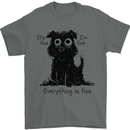 Dog I'm Fine Everything is Fine Funny Dog Mens T-Shirt 100% Cotton Charcoal