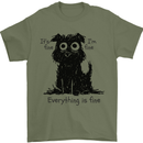 Dog I'm Fine Everything is Fine Funny Dog Mens T-Shirt 100% Cotton Military Green