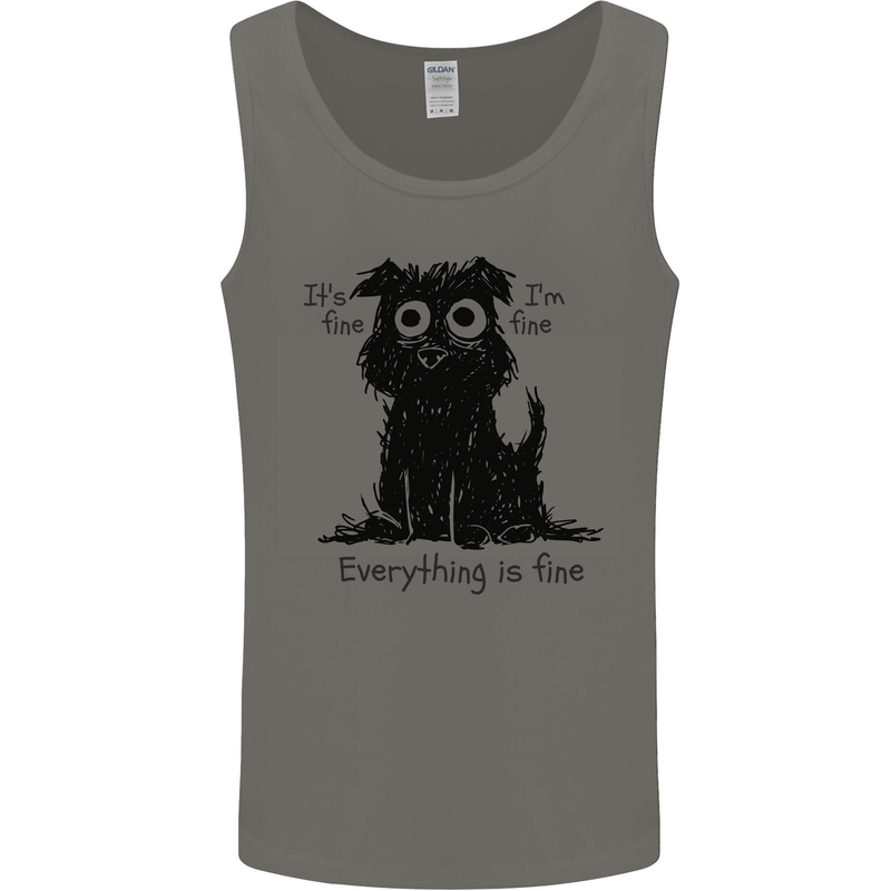 Dog I'm Fine Everything is Fine Funny Dog Mens Vest Tank Top Charcoal
