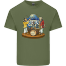 Dog Jazz Band Funny Music Mens Cotton T-Shirt Tee Top Military Green