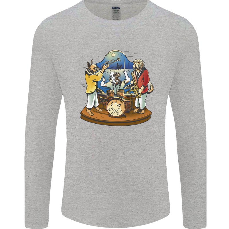 Dog Jazz Band Funny Music Mens Long Sleeve T-Shirt Sports Grey