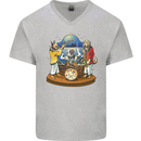 Dog Jazz Band Funny Music Mens V-Neck Cotton T-Shirt Sports Grey