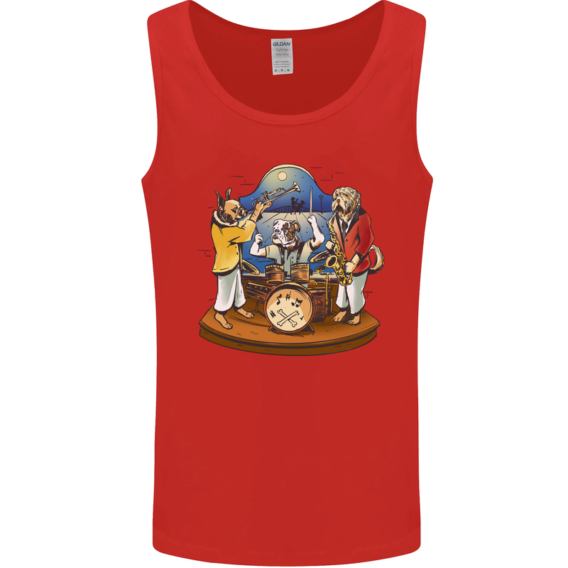 Dog Jazz Band Funny Music Mens Vest Tank Top Red